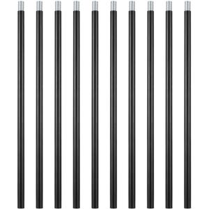 Lnrueg Matte Black M10 Threaded Extension Rod, 10 PCS 12 Inches Threaded Extension Rod for Pendant Light, Island Lighting, Chandeliers, Lighting Fixture Rods Stems (Black)