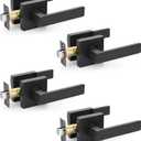 Keyless Interior Unlocking Passage Door Levers Interior Door Handles, Heavy Duty Modisch Door Handles with Matte Black Finish for Hallway/Closets/Laundry Rooms, Home/Office Use, 4 Pack