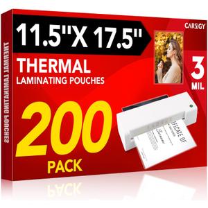 CAREGY 200 Pack Laminating Sheets, Hold 11 x 17 Inch Sheet, 3 Mil Clear Thermal Laminating Pouches 11.5 x 17.5 Inch Lamination Sheet Paper for Laminator, Round Corner