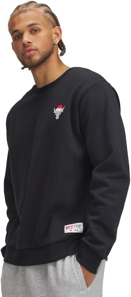 Under Armour Men's Project Rock Red One Sleighin Gains Crew Neck Sweatshirt (Black, M)