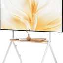 Easel Rolling TV Stand for 49-80 Inch TV Screen up to 110 LBS, Portable TV Stand with Wheels, Rolling TV Cart for Business, Office, School, Home, White