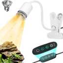 GOZILLA Reptile Heat Lamp,Turtle Light with Timing & Dimming Cycle Timer,Basking Turtle Lamp with 50W UVA/UVB Reptile Light Bulb,Goose-Neck Rotation for Amphibian and Reptiles Tanks,Terrariums.(White)