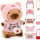Redaica Capybara Plush with 9PCS Clothes & Accessories, Dress Up Stuffed Animal Toy, Cute Capibara Peluches for Girls Boys Kids, Graduation Gifts for Kids, Classroom Carnival Prizes Gifts for Students