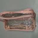 HAOGUAGUA Double Layer Clear Cosmetic Bag Makeup Bag, Waterproof Travel Toiletry Bag, Transparent PVC Pouch Organizer (Pink Large) (EXP 02/04/26)