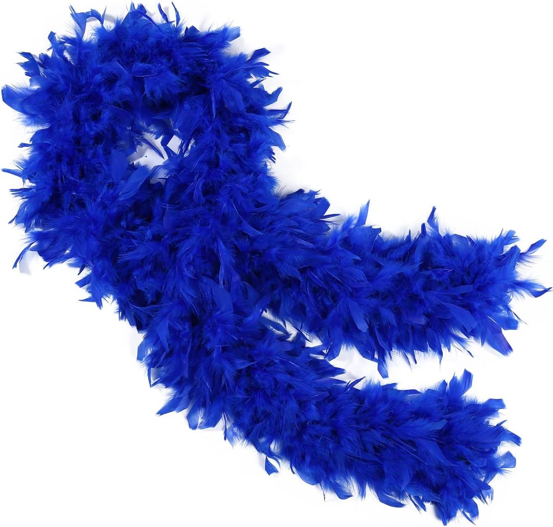 THARAHT 19 Color- 40/60/100g 2Yard Chandelle Feather Boa Dancing Wedding Party Halloween Costume Decoration Feathers boa (Royal Blue)