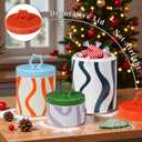Cookie Jars with Lids, Set of 3 Ceramic Gingerbread Cookie Storage Containers for Holiday Decor, Coffee, Tea, Candy, Spice & Cereal Jar for Kitchen Countertop, Dishwasher Safe