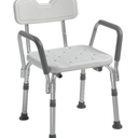 Drive Medical Shower Chair with Back & Padded Arms - Adjustable Height Bath Seat for Safety & Comfort - Lightweight Aluminum Construction- 350 Lb Capacity - White 