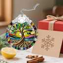 3 x Stained Glass Ornament, Tree of Life Christmas Ornaments, Christmas Tree Ornaments, Holiday Ornament & Festive Home Decor, Exquisite Party Gifts for Nature Lovers & Tree of Life Gifts