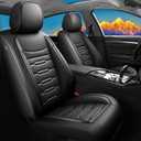 FQFZYMX Fit Prius Car Seat Covers for Toyota Prius 2001-2024 2025 Upgraded Premium Waterproof & Breathable Leather, Airbag Compatible, AllWeather Seat Cushion Protector (Full Set, Black)