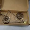 Set of 2 Lighted Christmas Tree Table Decoration with Golden Star Battery Operated Tabletop Prelit Mini Xmas Tree with LED Light up Desk Ornament for Home Mantel(Triangle,Antique Bronze)