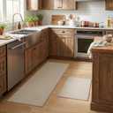 GRANNY SAYS Kitchen Mats for Floor, Kitchen Rugs Sets of 2 Non Slip Washable, Absorbent Kitchen Runner Rugs, 1730 + 1747 Anti Fatigue Kitchen Floor Mat 2 Piece with Rubber Backing, Tan