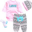 Reborn Dolls Baby Clothes Pink Outfits for 20"- 22" Reborn Doll Girl Baby Clothing Sets