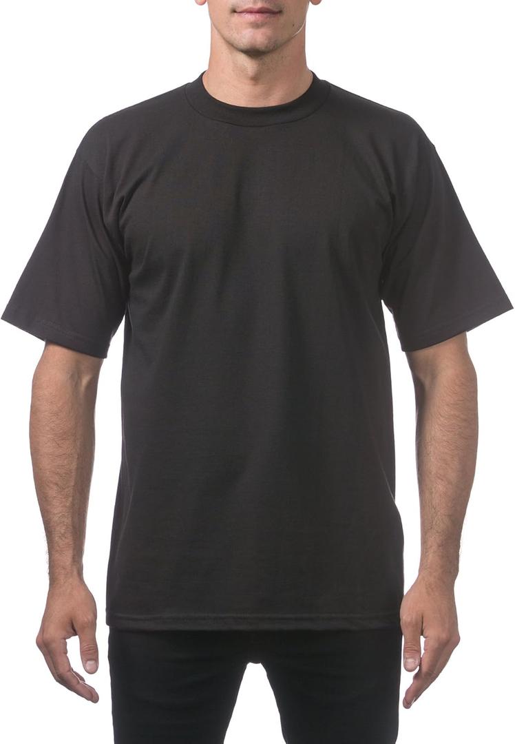 Pro Club Men's Heavyweight Cotton Short Sleeve Crew Neck T-Shirt (Black)