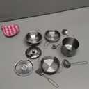 Mini Play Pots and Pans Toys for Kids Kitchen Playset Pretend Cookware Utensils Play Set Play Cooking Toys Mini Stainless Steel Cooking Utensils Toys Kitchen Playset Accessories for Boys Girls
