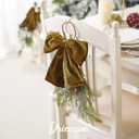 Gold Velvet Bows Christmas Tree Ornaments 8.5 inch Pre-Tied Golden Velvet Ribbon Bows for Christmas Tree, Gift Wrapping, Wreath, Garland, Crafts, Holiday Decor, 6 Pcs