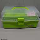 12in Three-Layer Multipurpose Storage Box Folding Tool Box/Art & Crafts Case/Sewing Supplies Organizer/Medicine Box/Family First Aid Box with 2 Trays (Green)