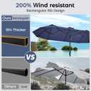 DomeShade 15ft Patio Umbrella with Base,Large Outdoor Double-Sided Rectangle Umbrella with Crank Handle, Market Umbrella for Poolside Garden Deck Backyard Beach Pools, Navy Blue