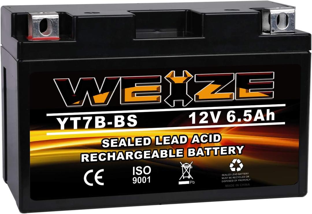 Weize YT7B-BS Battery High Performance - Maintenance Free - Sealed AGM Motorcycle Battery YT7B BS For Yamaha ATV