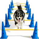 Dog Agility Course Backyard Set, Dog Agility Hurdle Cone Set with Height Adjustable Crossbar for Rehabilitation & Beginners, Dog Agility Equipment for Dog Obstacle Course - 18 Inch