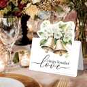 2 x 50Pcs 3D Christmas Wedding Table Decor Cards - Advice and Wishes for Mr and Mrs, Blank Guest Message Notes with Stand, Romantic Wishes Cards for Wedding Table Decor (Bells and Flowers)