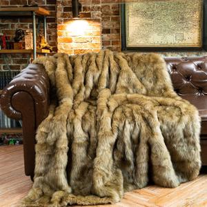 Battilo Luxury Golden Faux Fur Throw Blanket for Bed, 60"x 80", Thick Warm