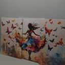 3pcs Ballet Girls Canvas Wall Art Elegant Ballet Dancer Wall Decor Pictures Abstract Butterfly Posters Prints Paintings for Girls Bedroom Dance Room Living Home Room Decoration Ready To Hang