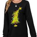 MAXIMGR Women's Christmas Graphic Sweatshirts - Merry Xmas Holiday Pullover Tops (Black, M)