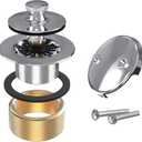 All Metal Lift & Turn Bathtub Drain Kit with Two-Hole Overflow Faceplate, Replacement Bath Tub Drain Trim Set Fine/Coarse Thread Conversion Kit Assembly, Tub Drains and Overflow -Chrome Plated