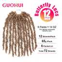 GUOHUI Super Light Butterfly Locs Crochet Hair 12 Inch 6 Packs Pre-Looped Soft Distressed Faux Locs Braids for Women Kids (12 Inch,27#)