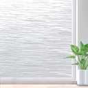 rabbitgoo Window Privacy Film Frosted Glass Film Removable Vinyl Door Coverings UV Blocking Decorative Static Cling Non-Adhesive Window Clings Sticker for Home Decor, 23.6 x 78.7 Inches (Pure Wave)