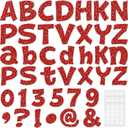 Colarr 216 Pcs Red Glitter Bulletin Board Letters for Classroom Number Alphabet Punctuation Symbol Cutout 4'' Die-Cut Poster Letter with Adhesive Dot School Graduation Party Wedding Patriotic Decor