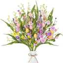 Sggvecsy Artificial Easter Stems 6 Pcs Spring Egg Picks with Colorful Daisies Berries Greenery Leaves Twig Branches for Easter Arrangement Centerpiece Easter Celebration Home Vase Decor