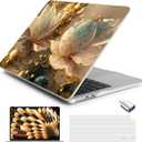 Batianda Case for New MacBook Air 13 inch 2025 M4 2024 2022 Model A3240 A3113 M3 A2681 M2, Designed Protective Hardshell Keyboard Cover & Screen Protector and USB-C Adapter, 3D Flower