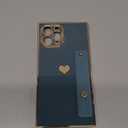 Petitian for iPhone 12 Pro Case Stand/String, Luxury Cute Women Girls Heart Electroplated Designer Phone Cases for 12 Pro, Grey Blue