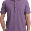 VEBOON Men's Short Sleeve Button Down Shirts Cotton Lightweight Stretch Moisture Wicking Dress Shirt with Pocket (Medium, Black)