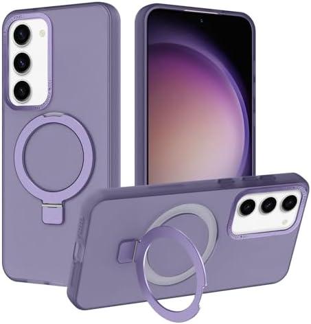 ZIYE Magnetic for Samsung Galaxy S23 Case with Stand[Compatible with MagSafe]，Shockproof Magnetic Kickstand Slim Translucent Cover for Samsung Galaxy S23 Case with Ring Stand,Purple