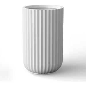 Kante Tall Fulted Planter, 17.7 Inch Tall Round Concrete Plant Pots with Drainage Hole and Rubber Plug, Modern Decor for Indoor Outdoor Plants, Flower, White