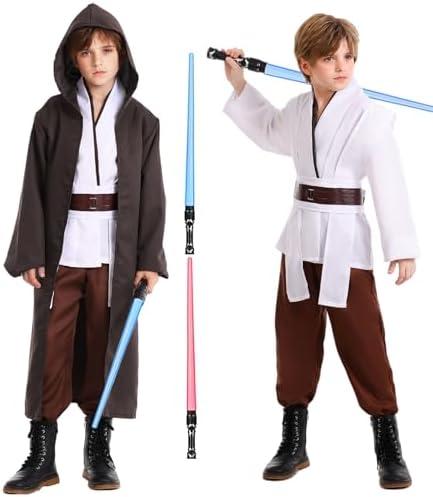 ALIZIWAY Costume Kids Cosplay Tunic Robe Lightsaber Halloween Costume with Light Sword