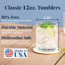 US Acrylic Classic Clear Plastic Reusable Drinking Glasses (Set of 6) 12oz Rocks Cups | BPA-Free Tumblers, Made in USA | Top-Rack Dishwasher Safe