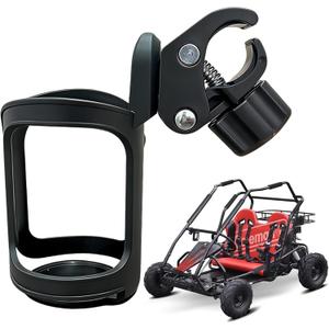 QYMOTO Go Kart Cup Holder,Fits 1/2''-1.57'' Diameter Roll Cage,360° Rotatable Adjustable Cup Holder,Universal for Coleman KT196,Trailmaster,Hammerhead,TaoTao,Massimo Go Karts