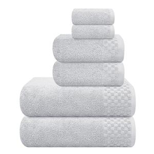 MyOwn Premium Cotton 6 Pack Towel Set for Bathroom, Contains 2 Bath Towels 28x55 inch, 2 Hand Towels 16x24 inch & 2 Wash Coths 12x12 inch, Ideal Everyday use, Compact & Lightweight - Light Grey