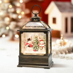 Christmas Snow Globe Lantern with Snowmen 8 Music Songs & 6H Timer Water Snow Globe Lantern USB & Battery Operated for Christmas Festival Decorations Gifts (Two Snowmen)