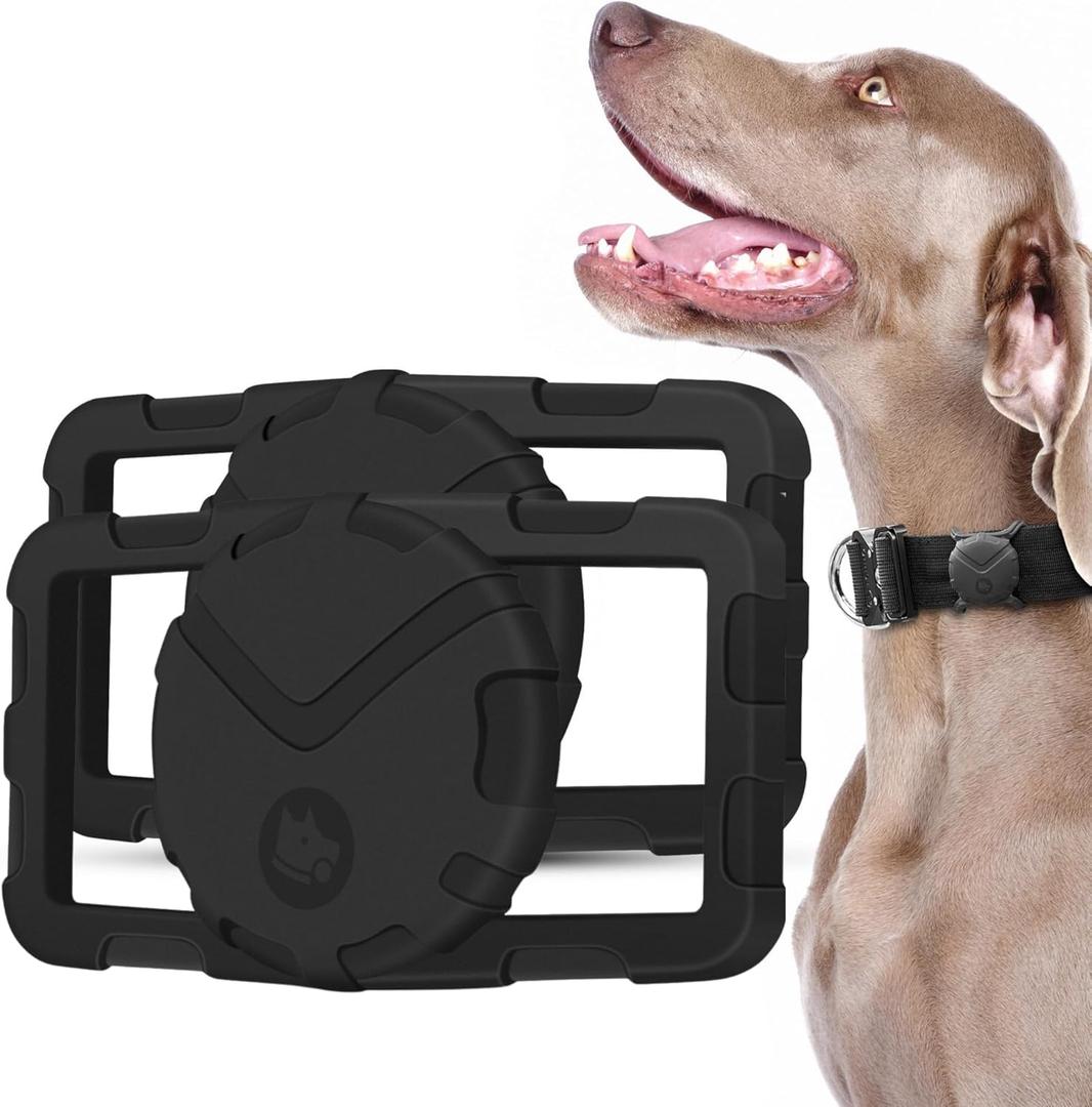 Ultra Thick Airtag Dog Collar Holder 2 Packs | Military-Grade Air Tag Case Fits Collar from 0.8" to 2" | Apple Air Tag Holders for Large Dogs and Cats