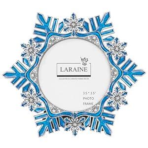 LARAINE 3.5 inch 2025 Picture Photo Frame Snowflake Metal High Definition Glass Display Pictures for Tabletop Christmas Home Decorative Holiday Gift Snowflake (Blue)