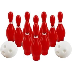 4E's Novelty Valentines Day Bowling Game Set - 10 Red Pins, 2 Balls, Indoor/Outdoor Backyard Carnival Game, Classroom Valentine's Party Games Galentines Activity for Kids Adults