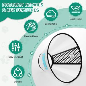 GLADOG Soft Cone Collar, 2 PCS Flexible Plastic Cone for After-Surgery Recovery, Adjustable E-Collar for Medium Dogs and Cats