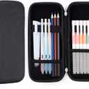iDream365 Upgraded Hard Pencil Case Box for Adluts,Durable Pen Carrying Case with Zipper-Black (Standard)