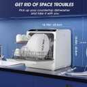 AIRMSEN Portable Countertop Dishwashers, 5 Washing Programs Mini Dishwashers with 1.2 Gal Built-in Water Tank and Double-layered Glass Door, No Hookup Needed for Home, Apartments & RVs