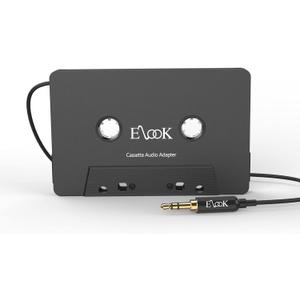 Elook Car Cassette Aux Adapter, 3.5mm Universal Audio Cable Tape Adapter for Car, Phone, MP3 ect. (Black)