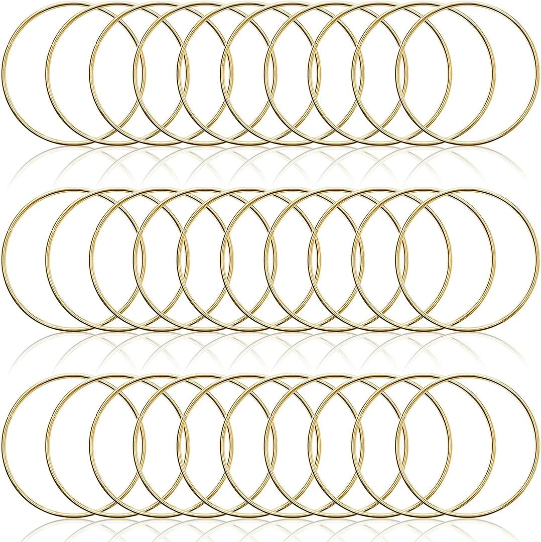 30 Pcs 3 Inch Metal Rings for Craft Gold Floral Macrame Hoops Rings Wreath Hoop Rings for DIY Crafts Macrame Dream Catchers Home Decorations Wall Hanging Crafts